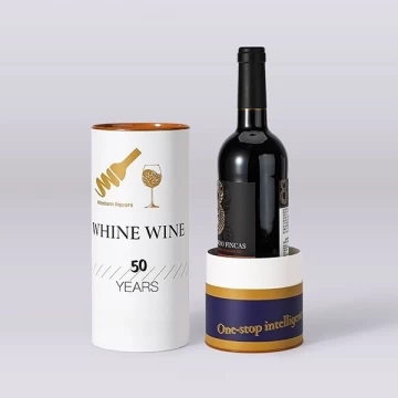 वाइन के लिए कस्टम इको-फ्रेंडली कार्डबोर्ड ट्यूब पैकेजिंग, शॉकप्रूफ डिज़ाइन के साथ।