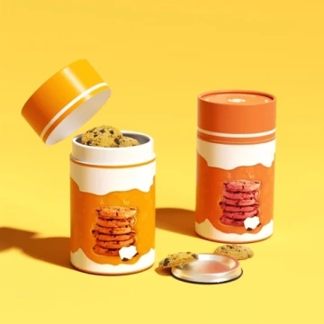 Hộp giấy hình trụ tùy chỉnh thân thiện với môi trường dùng để đóng gói bánh quy.