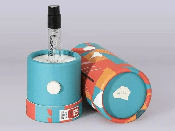 Paper tube packaging for cannabis products with child-safe lock and eco-friendly materials.