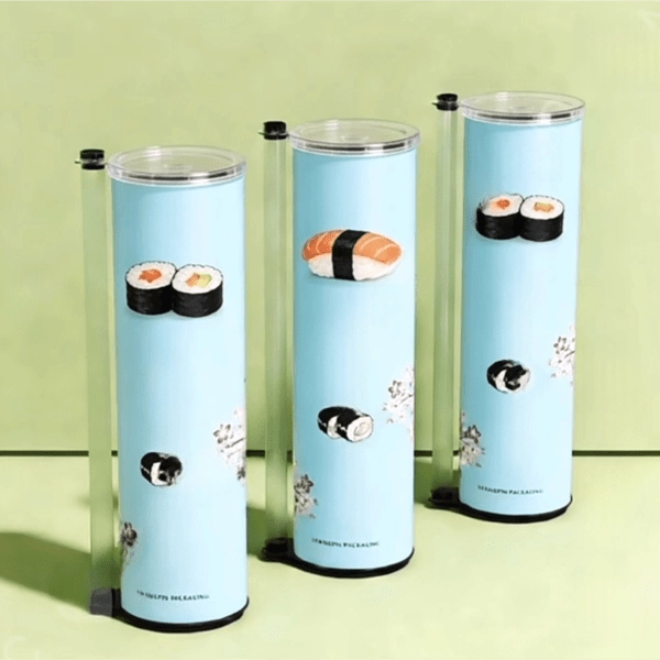 रोल की आसान पैकेजिंग के लिए अद्वितीय कस्टम सुशी पुश पॉप सिलेंडर ट्यूब