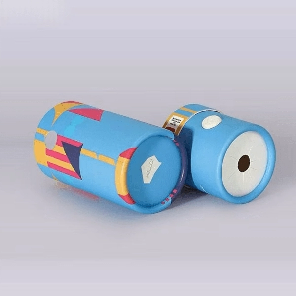 Plastic-free paper tube design with a fully paper-based locking mechanism.