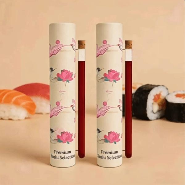 पुश-अप सुशी रोल की पैकेजिंग के लिए कस्टम पेपर ट्यूब | अभिनव डिजाइन