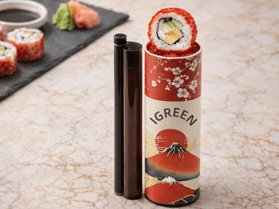 Push up sushi cylindrical tubes.