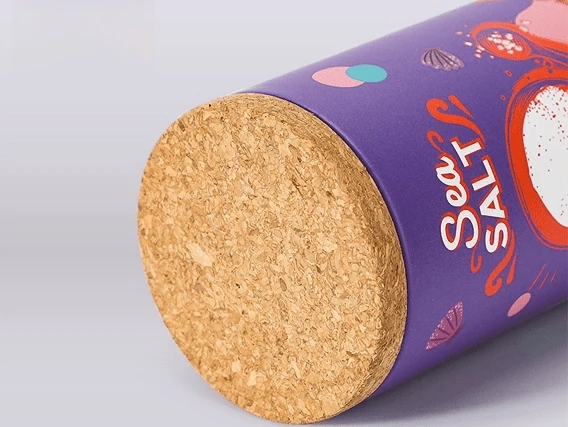 Wooden lip of sea salt paper tube.