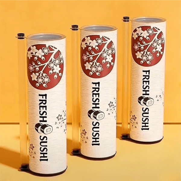 Innovador tubo de rollo de sushi push-up | Empaque personalizado B2B para impulsar la marca