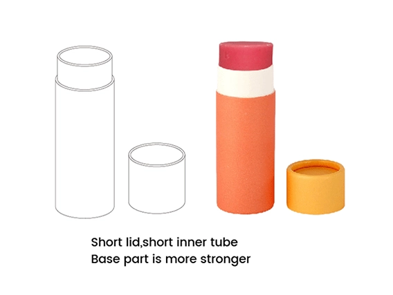 Ambalaj biodegradabil pentru deodorant de la o fabrică de tuburi de hârtie push-up.