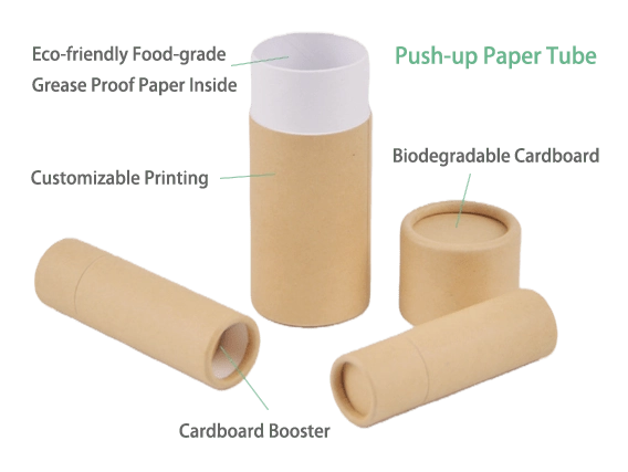 Individuell anpassbare Deodorant-Tuben zum Hochdrücken.