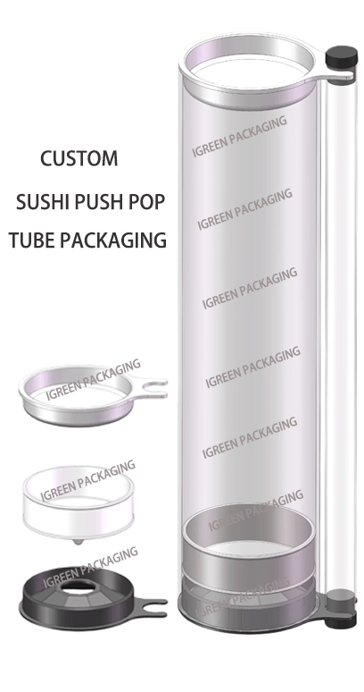 Custom sushi push pop tubes packaging.