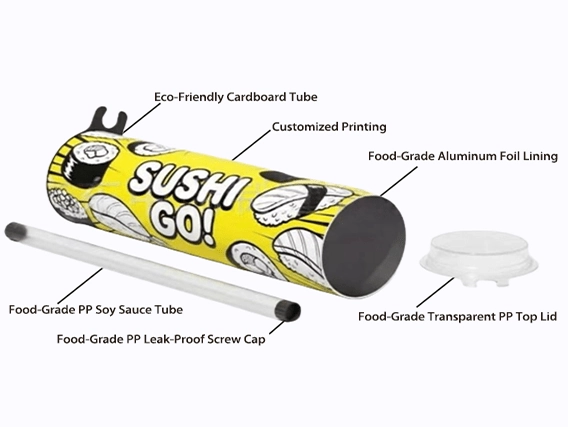 कस्टम निर्मित टिकाऊ सुशी पुश-पॉप ट्यूब, पर्यावरण के अनुकूल और चलते-फिरते सुशी खाने के लिए एकदम सही।