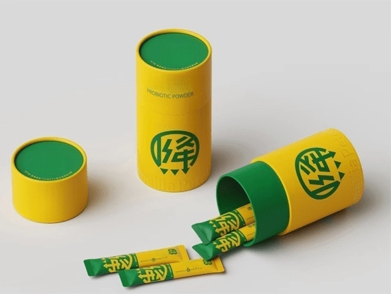 Sêwirana lûleya kaxezî ya probiyotîk a xwerû, bi vebijarkên cûrbecûr ji bo mezinahî, reng û teknîkên çapkirinê da ku bi nasnameya marqeyê re li hev bike.