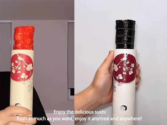 استمتع بسوشي البوب ​​مع عبوته الأنبوبية الورقية القابلة للفتح.