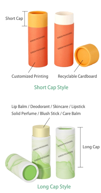 পুশ আপ ডিওডোরেন্ট টিউবের জন্য লম্বা ক্যাপ, মিডল ক্যাপ, শর্ট ক্যাপ স্টাইল।