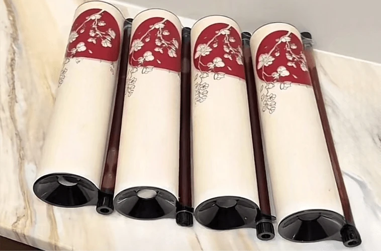 Sushi push pop container showcasing innovative and fun sushi packaging design.