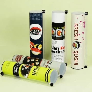 कम न्यूनतम ऑर्डर मात्रा और पूरी तरह से अनुकूलन योग्य डिज़ाइन के साथ सुशी पुश पॉप ट्यूब पैकेजिंग