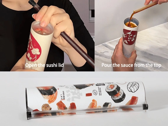 Sushi push pop tubes easy to use for hygienic and convenient sushi enjoyment.