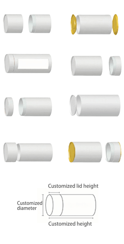 Niestandardowe style i struktury dla opakowań w kształcie tub cylindrycznych.