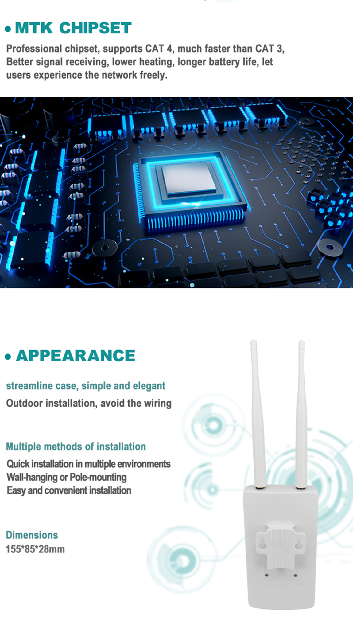 TIANJIE CPE905 Открытый PoE 4G LTE CPE RJ45 WAN LAN Порт WiFi SIM-Карта Маршрутизатор Точка Доступа (2)olw