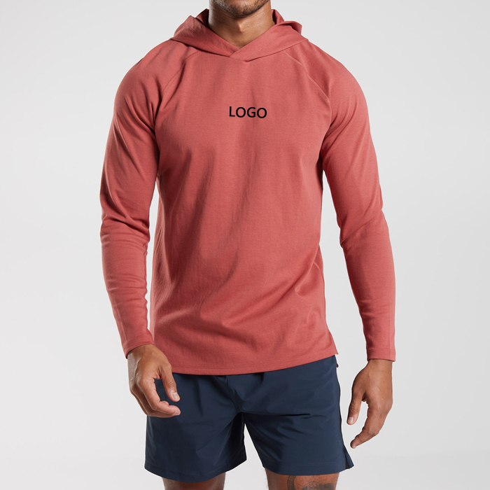 High Quality 100% Cotton Lightweight Fabric Workout Running Plain Hoodies For Men