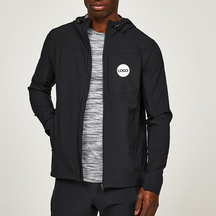 High Quality Men Winter Tracksuits Custom Nylon Bodybuilding Black Jackets With Zip Pockets