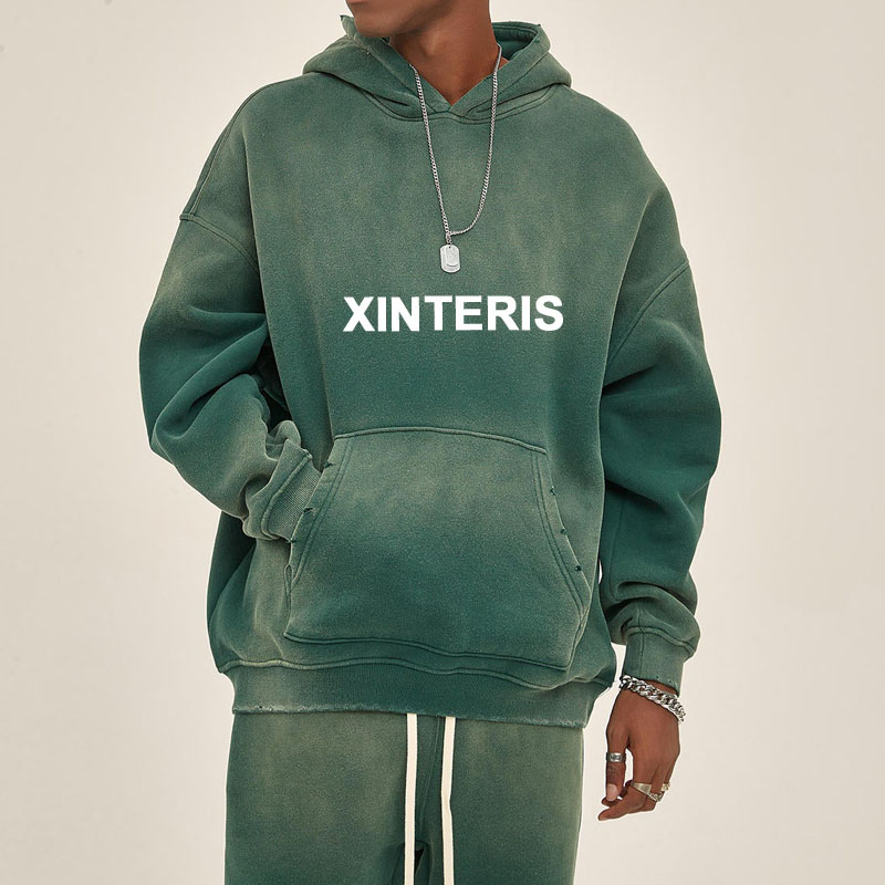 Acid Washed Hoodies Custom Logo Men Oversized Hoodies Sweatshirts