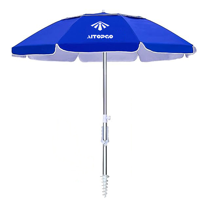 Custom Resistant Shelter 6.5Ft Arc Beach Parasol Umbrella With Anchor