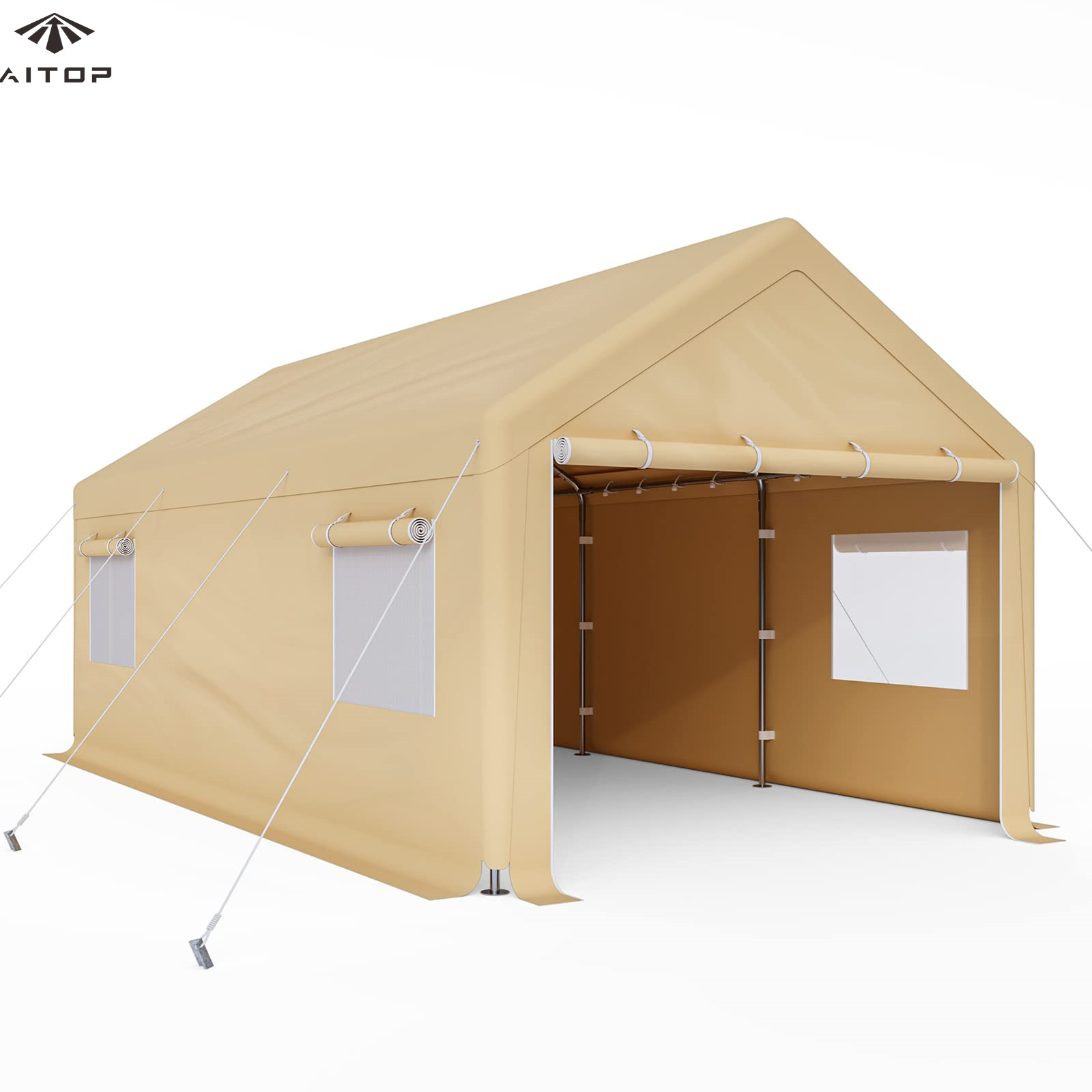 Aitop Garage Tent Outdoor Carport Heavy Duty Canopy Storage Shelter Shed with Roll Up Mesh Windows & Doors for Car Boat and Reunion