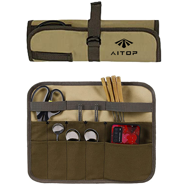 Custom Outdoor Canvas Durable Portable Rolled Camping Tool Storage Bag