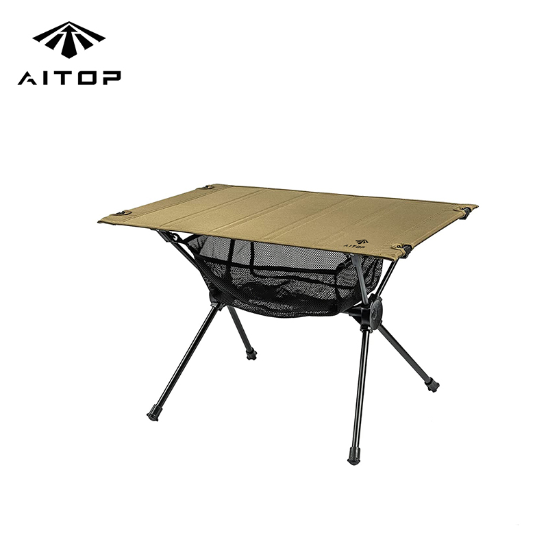 Outdoor Detachable Portable Camping Table with Mesh Storage Organizer 
