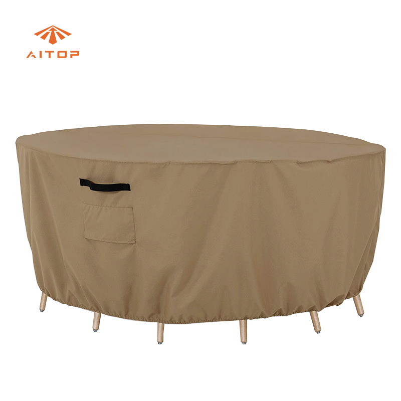 Tear Resistant Round Patio Furniture Cover Anti-UV Outside Table Cover