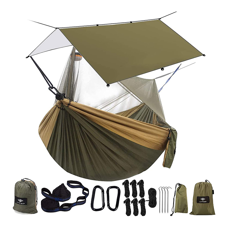 Portable Camping Hammock with Rain Fly Tarp and Net