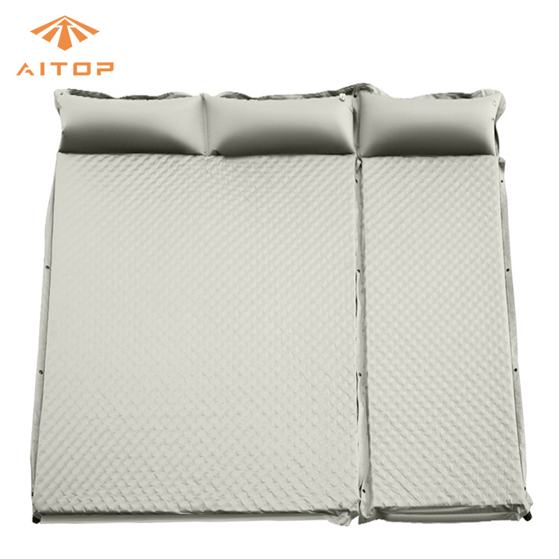 Camping double sleeping pad with automatic inflatable pump