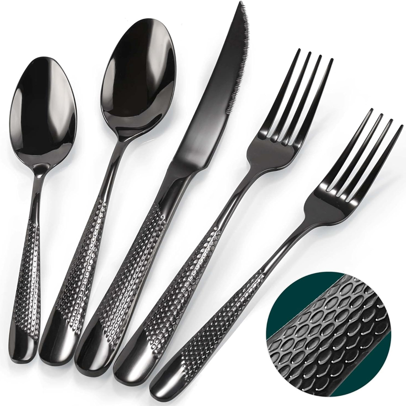 64786 30 Pieces Cutlery Set Hammered Silverware Stainless Steel Flatware
