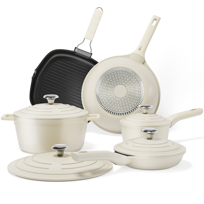 MHS-209 9 Pieces Aluminum Pots and Pans Nonstick Cookware Set