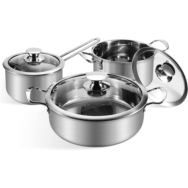 TZG-206 6 Pieces Cookware Set Stainless Steel Soup Pots