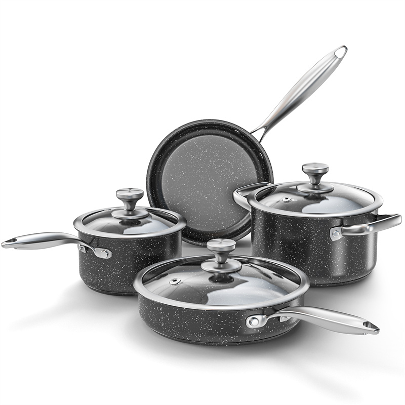 TZG-207 7 Pieces Stainless Steel Cookware Nonstick Pots and Pans Set