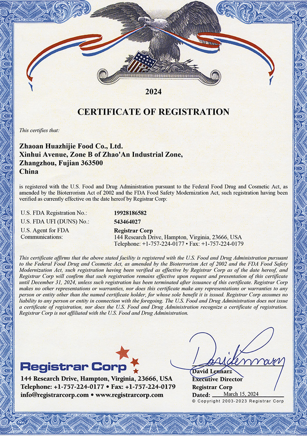 FDA CERTIFICATE-1118wj