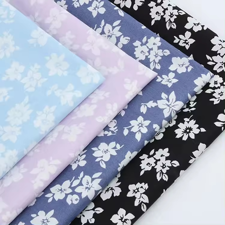 Цветочная печать 100% хлопок Poplin ткань черный цветок дизайн печатный Poplin ткань для платья рубашки