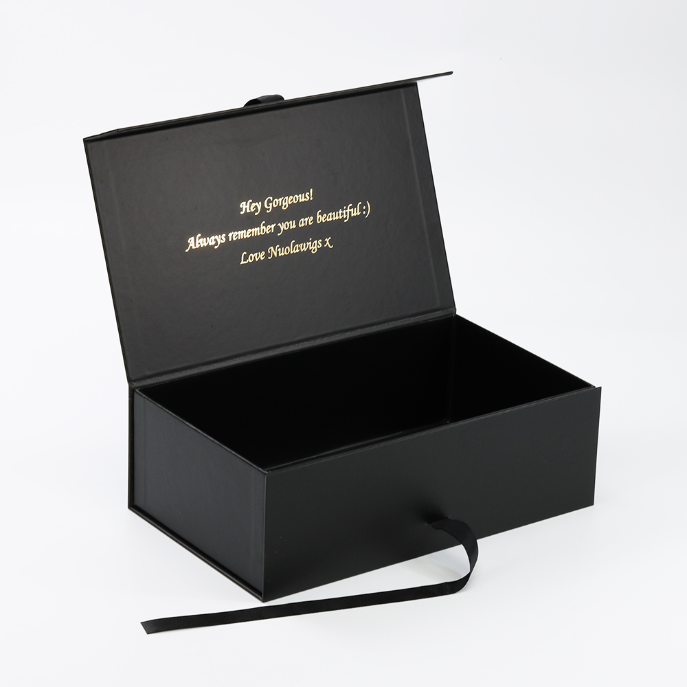Black Gift Paper Box With Gold Foil Stamping Logo