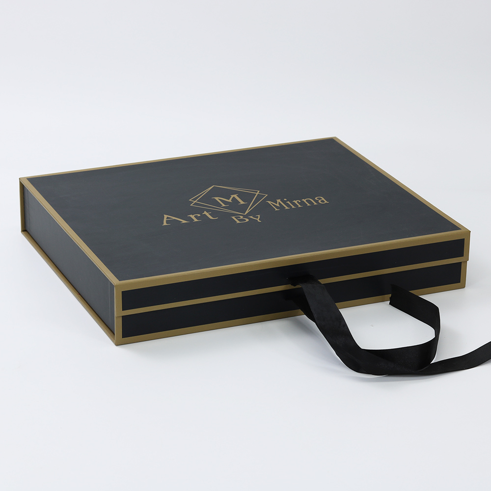 Custom Black Rigid Gift Paper Box For Hair Extension Packaging