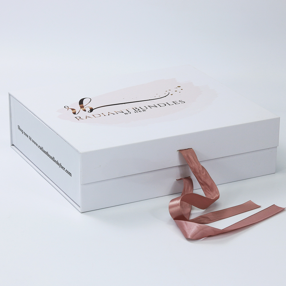 Luxury Glossy Magnetic Gift Paper Box For Hair Bundle
