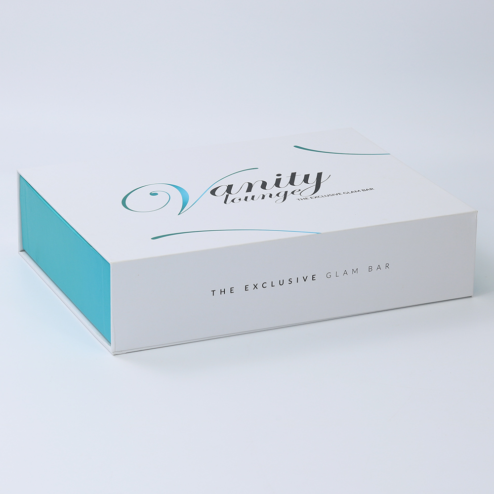 Luxury Blue Gift Paper Box With Satin Inside For Glam Bar