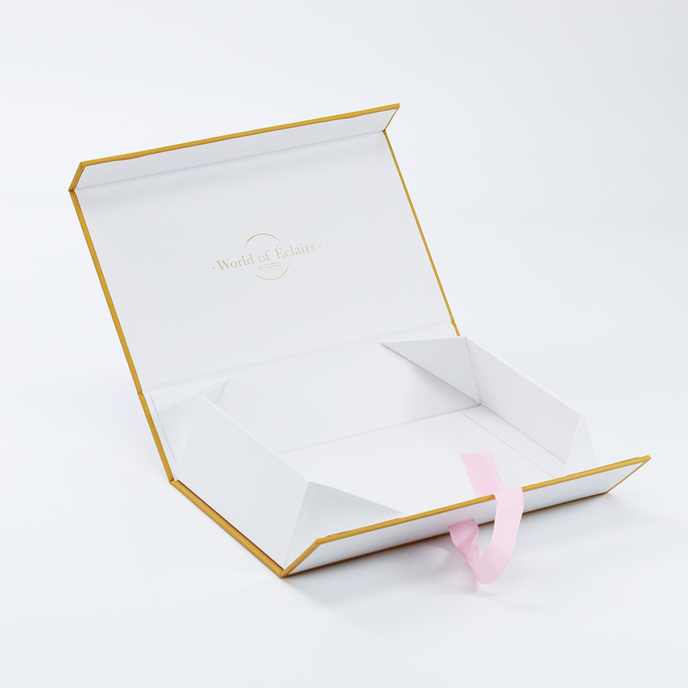 Custom Folding Packaging Gift Paper Box With Ribbon Closure