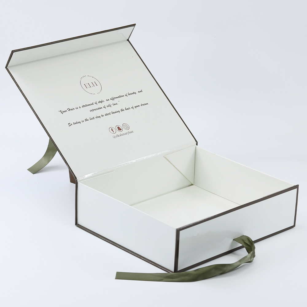 Collapsible Glossy Gift Paper Box For Hair Extension Packaging