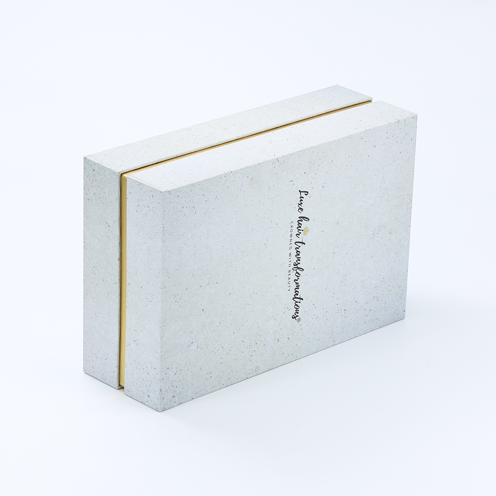 Customized satin lined large paper box package with gold neck