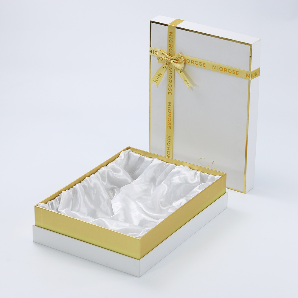 custom logo luxury gift paper box satin lined package with ribbon butterfly