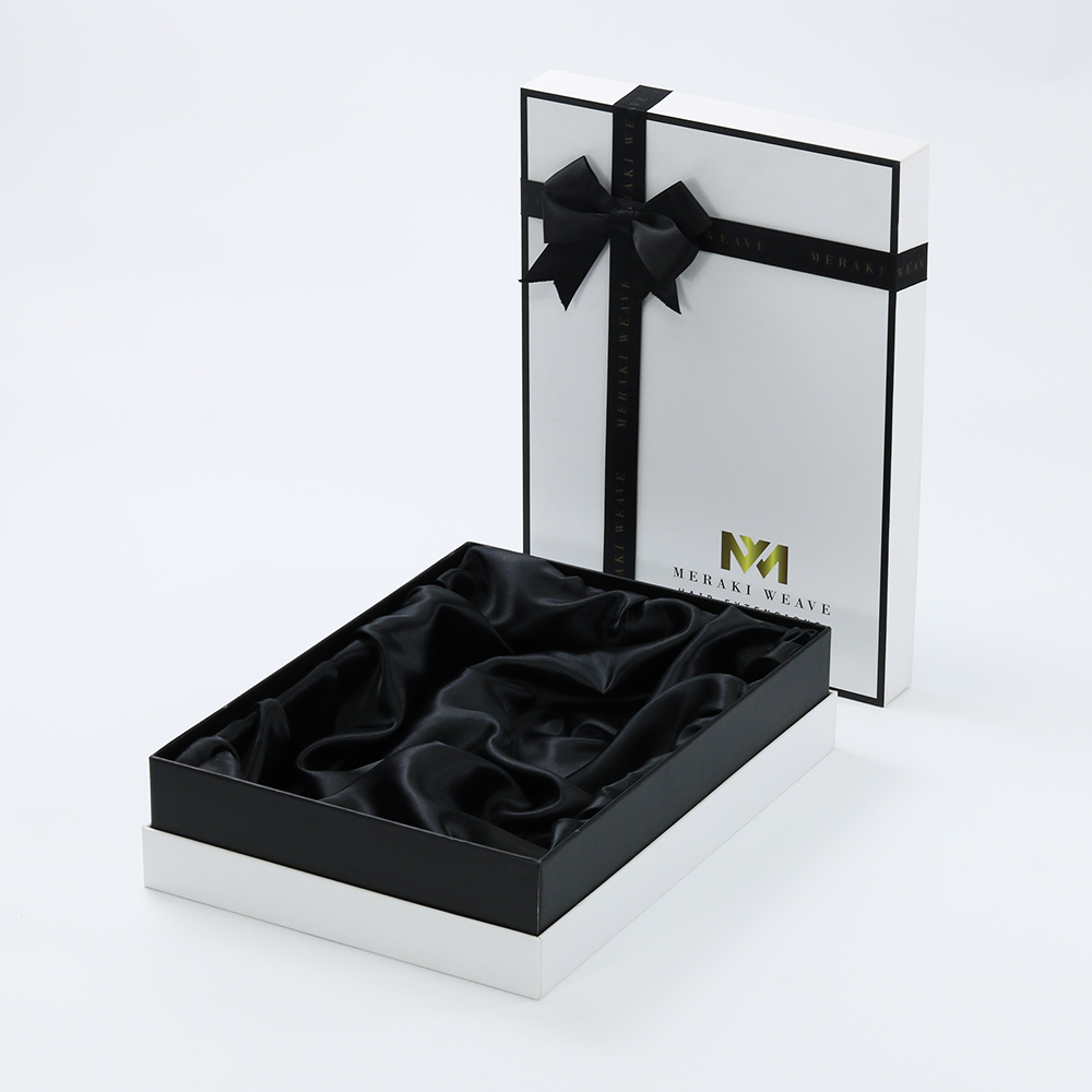 custom logo luxury gift paper box satin lined package with ribbon butterfly