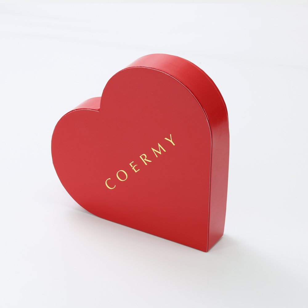 Customized foil stamp logo package heart shape glossy paper box with EVA