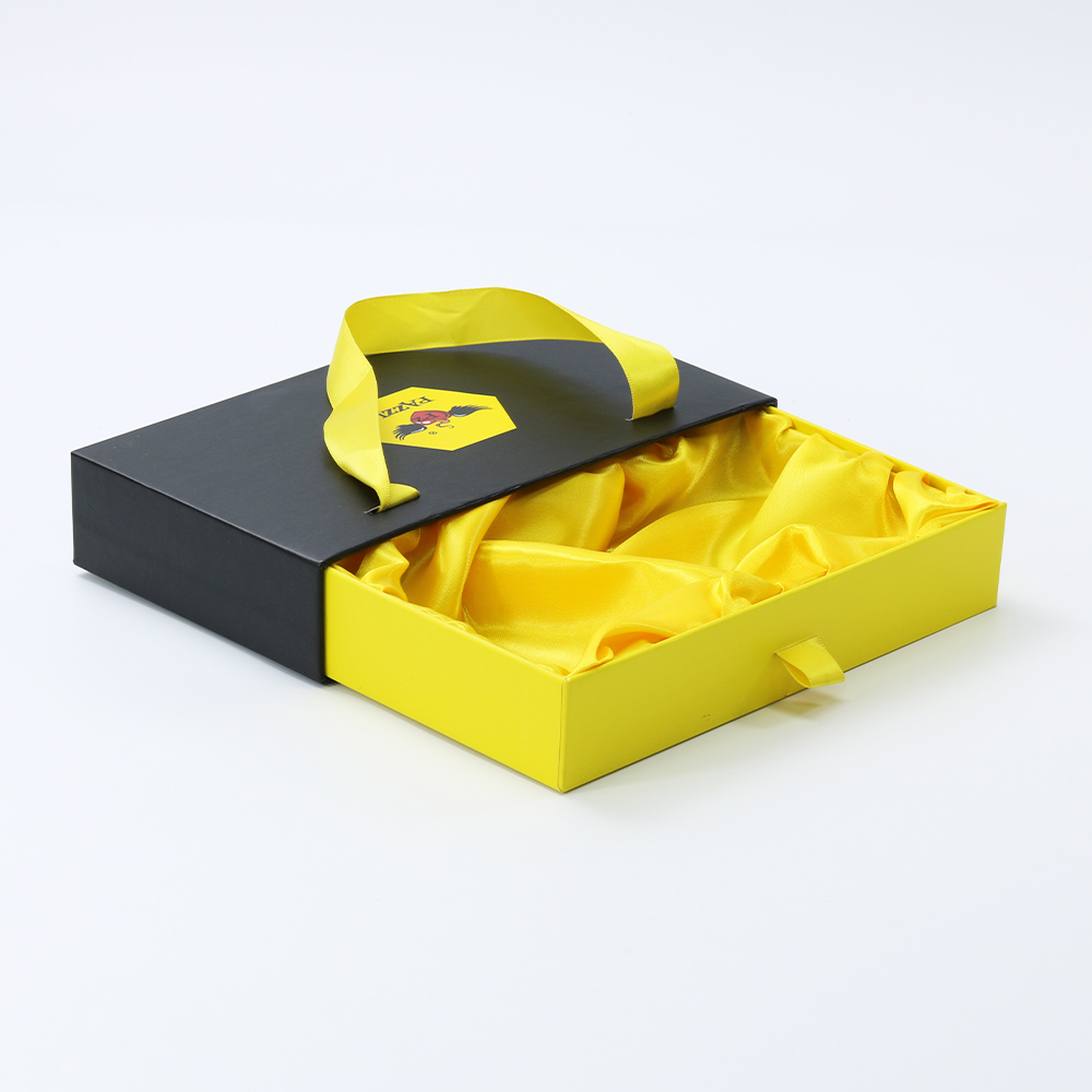 Black Drawer Gift Paper Box  With Ribbon Handle