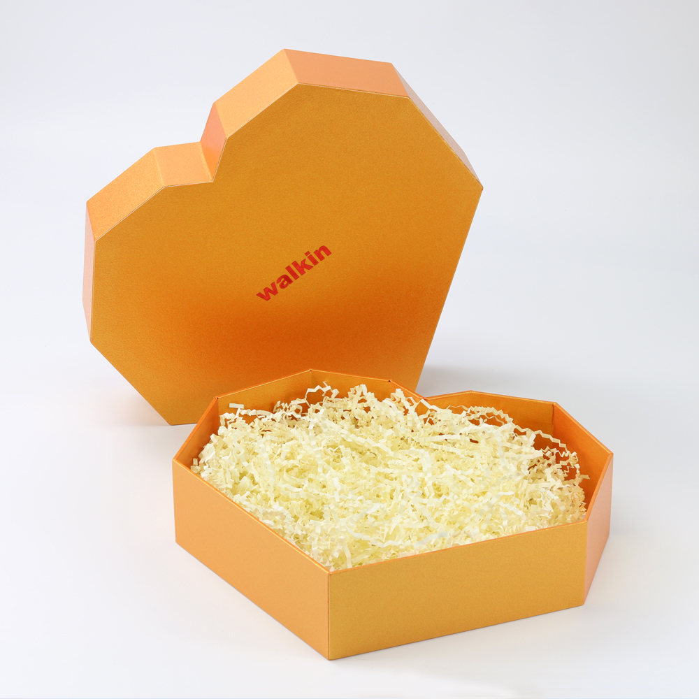 customized hexagon paper box with crinkle paper