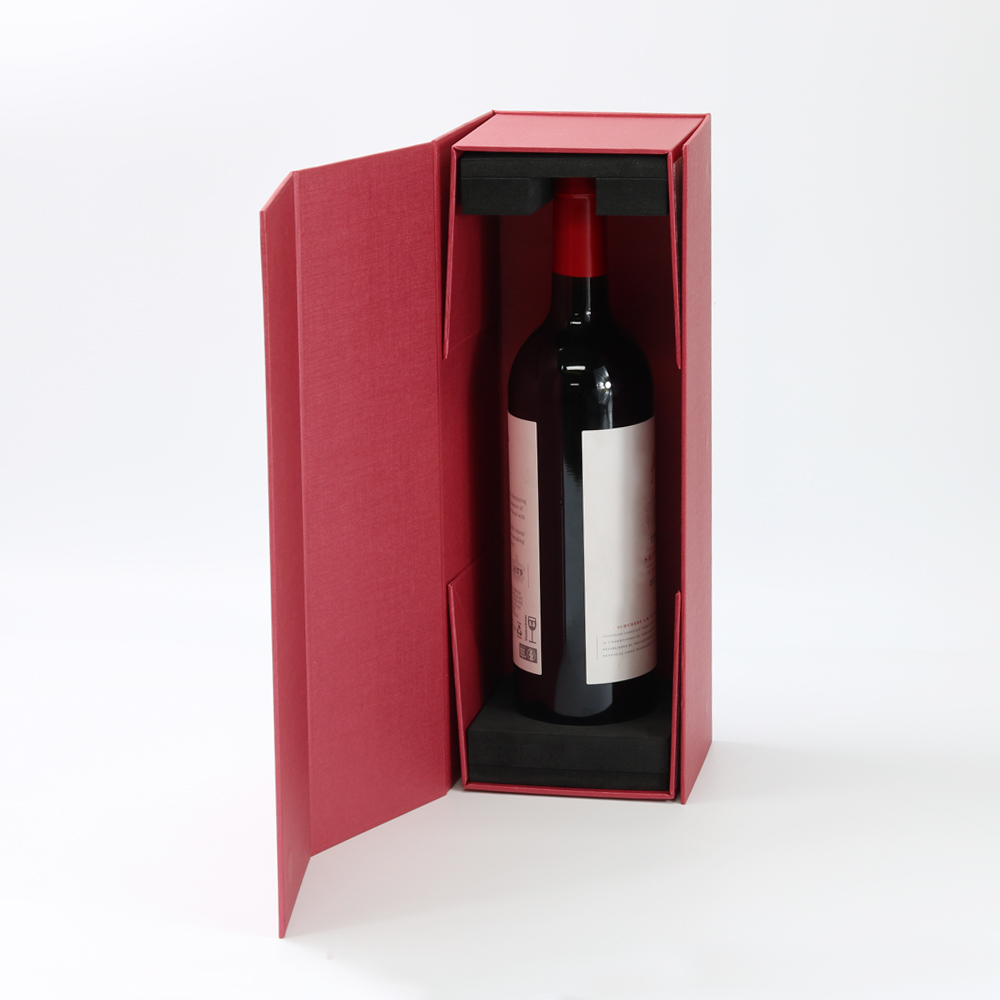 OEM Foldable Rigid Gift Paper Box For Single Wine Bottle Packaging
